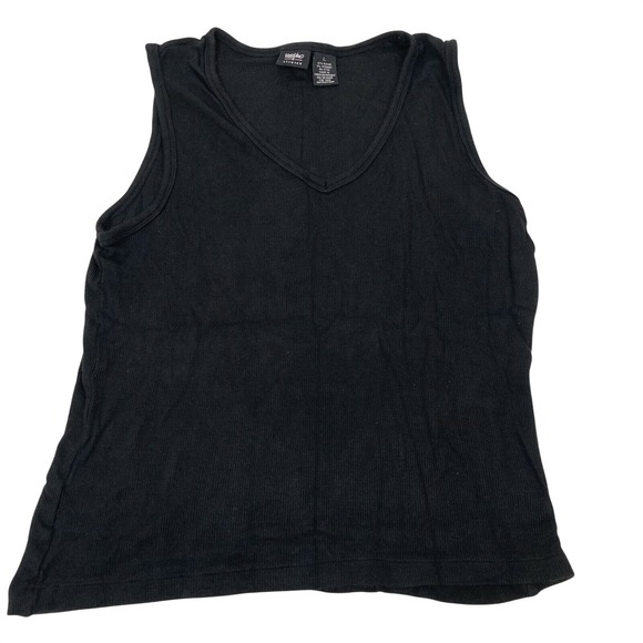 Mossimo Denim Tops - Mossimo Black Ribbed V Neck Sleeveless Tank Top Stretch Women's Size Large